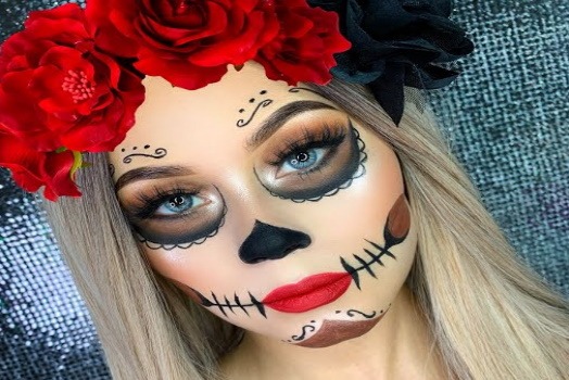 Maquillaje de catrina de Halloween Paso a Paso Fáciles