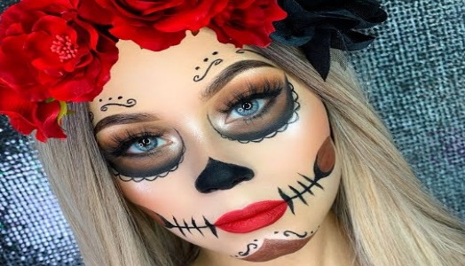 Maquillaje de catrina de Halloween Paso a Paso Fáciles